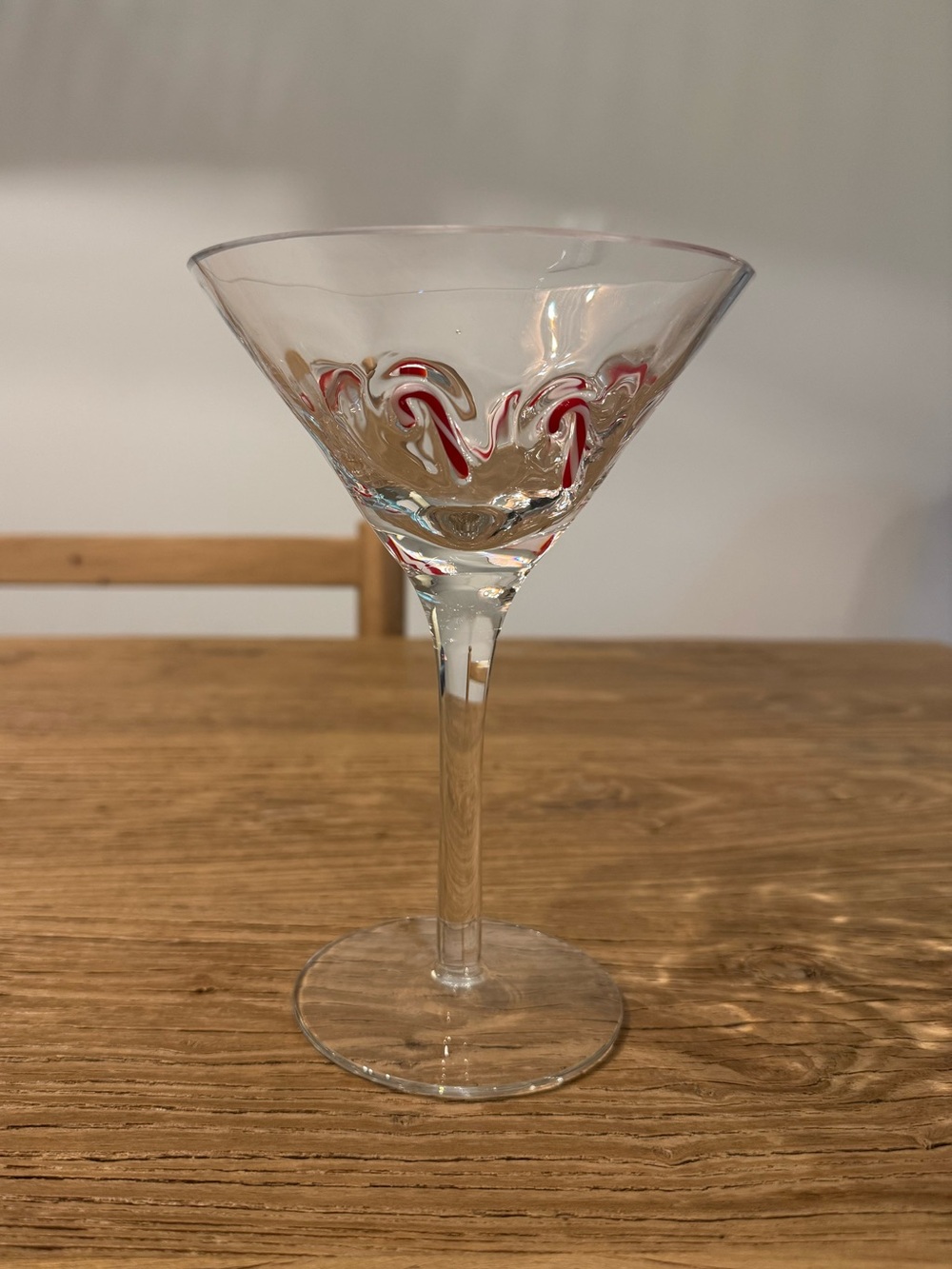 Artland Christmas Candy Cane Martini Glass With 3D Candy Cane Design 7”